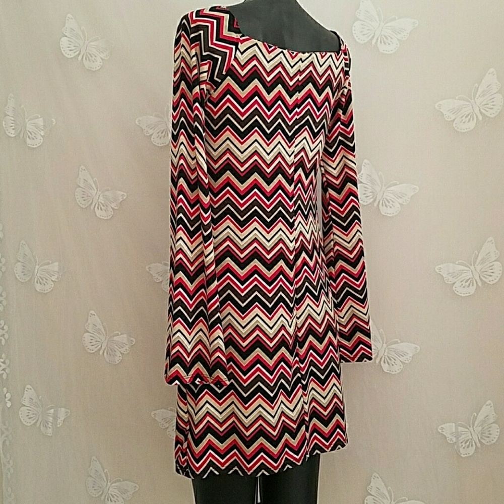 Chevron Bell Sleeve Square Neckline Sheath dress
